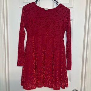 Self Esteem Red Floral Kids Dress